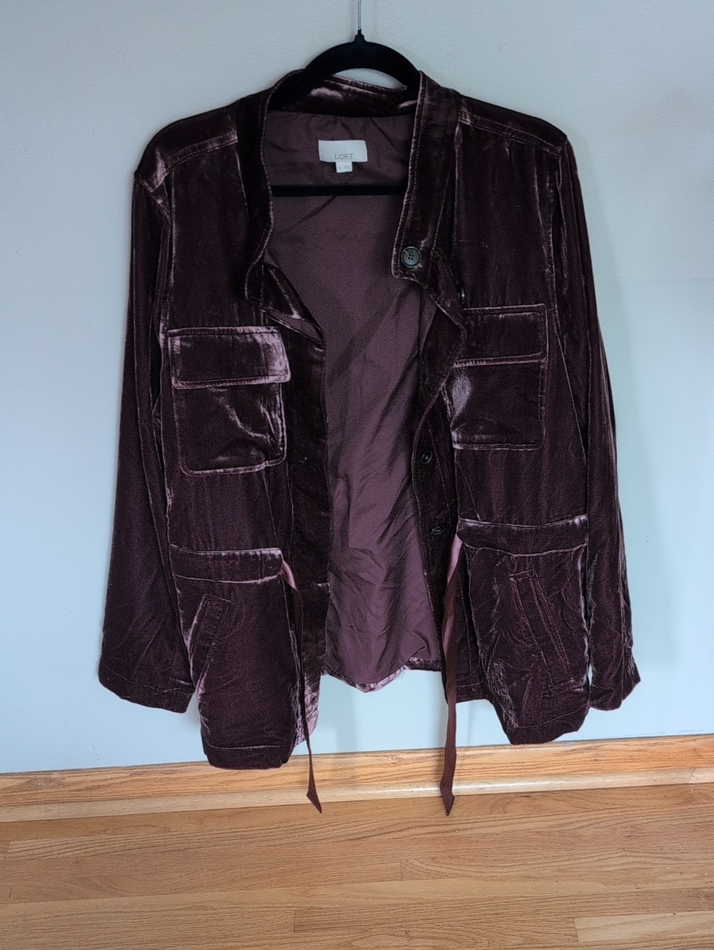 LOFT Velvet Utility Jacket — Deep Plum
